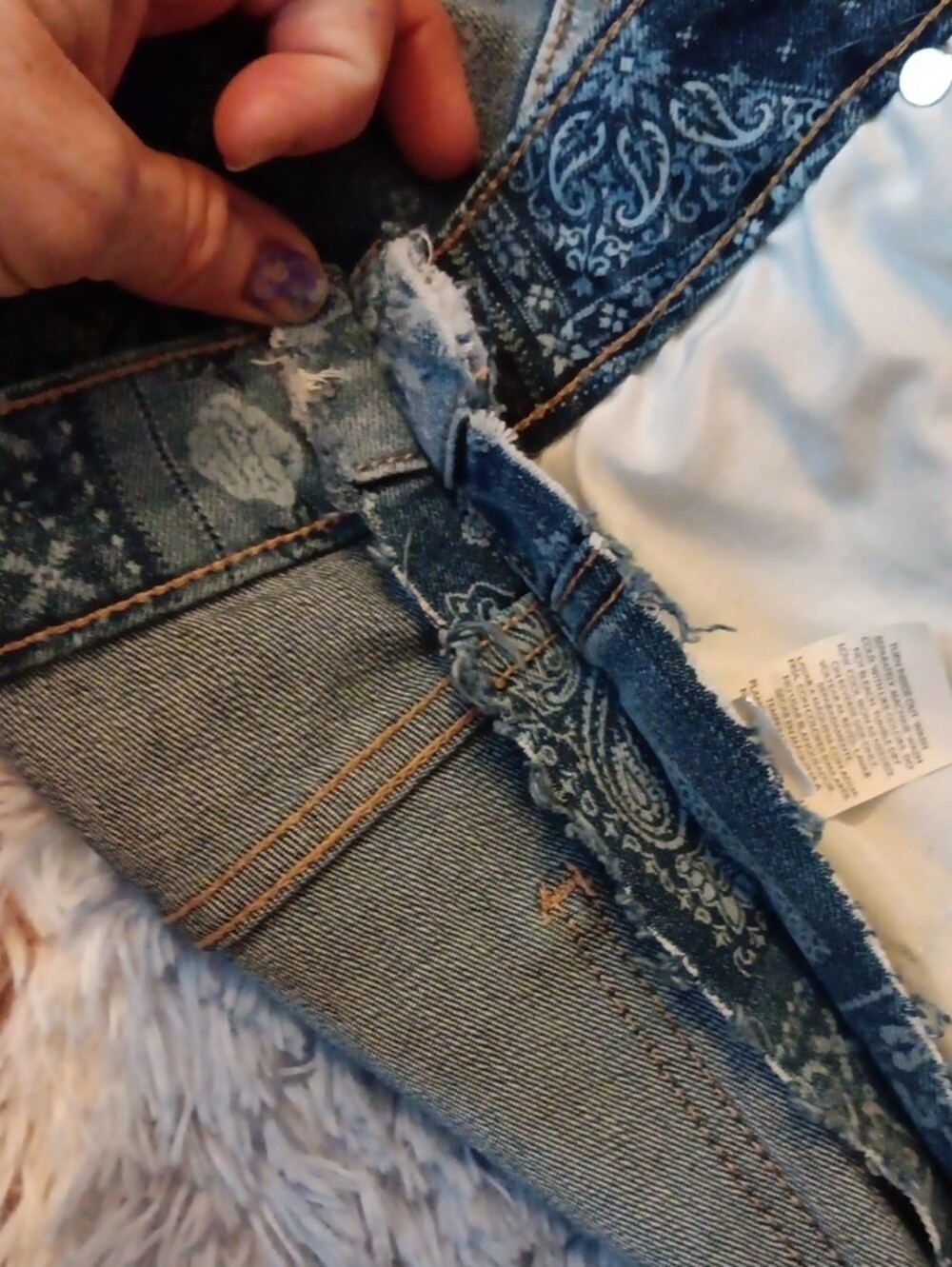 No Boundaries Blue Bandana Print Denim Mini Skirt - Picture 9 of 11